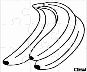 Coloriage Puzzle d'un grappe de bananes