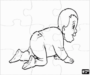 Coloriage Puzzle de b�b� marchant � quatre pattes