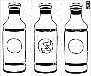 Coloriage Puzzle de bouteilles de boissons ou de rafra�chissements