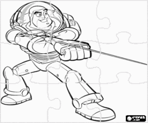 Coloriage Puzzle de Buzz Lightyear en tirant le faisceau laser - Puzzle de Toy Story