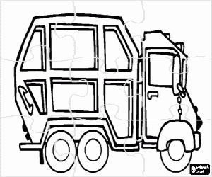 Coloriage Puzzle de camion � ordures