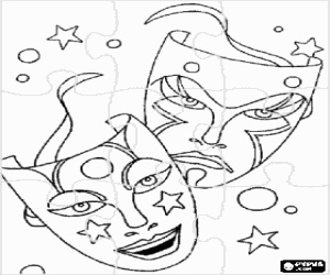 Coloriage Puzzle de Carnaval - Casse-t�te de Masques classiques