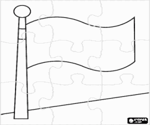 Coloriage Puzzle de drapeau blanc dans un m�t