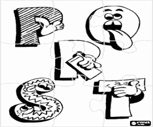 Coloriage Puzzle de Lettres P, Q, R et S avec des dessins amusants