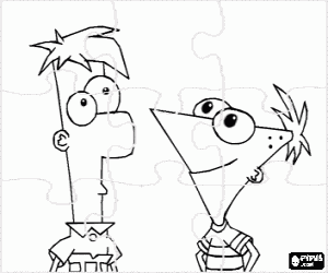 Coloriage Puzzle de Phin�as et Ferb