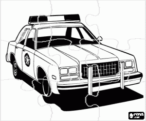 Coloriage Puzzle de voiture de police