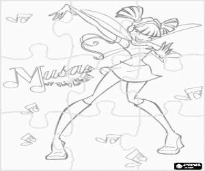 Coloriage Puzzle de Winx Club, Musa, F�e de la musique et du son