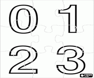 Coloriage Puzzle des chiffres 0, 1, 2 et 3