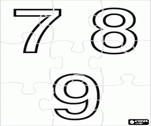 Coloriage Puzzles de Chiffres 7, 8 et 9