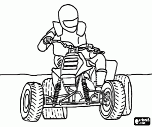 Coloriage Quad, VTT ou quadricycle avec le pilote avec le casque r�glementaire prot�g�es