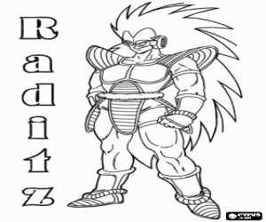 Coloriage Raditz, un Saiyan, le fr�re a�n� de Sangoku qui a r�ussi � survivre � la destruction de la plan�te Vegeta