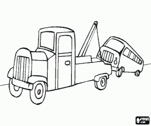 Coloriage Remorqueuse ou d�panneuse tra�nant une voiture accident�e