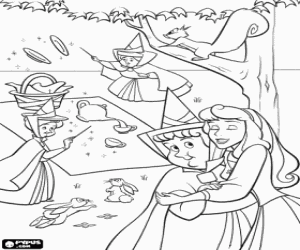 Coloriage Rose a grandi et v�cu tr�s heureux dans la for�t avec ses trois f�es marraines, sans conna�tre sa v�ritable identit�, le Princesse Aurore