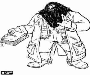 Coloriage Rubeus Hagrid, un demi-g�ant qui est le gardien des Cl�s et des Lieux � Poudlard