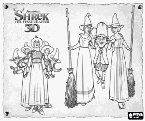 Coloriage Rumpelstiltskin et son bataillon de sorci�res a contr�l� le pays de Fort Fort Lointain dans Shrek 4