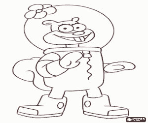 Coloriage Sandy Ecureuil, un �cureuil qui doivent porter un costume et un casque sp�cial � vivre sous l'eau