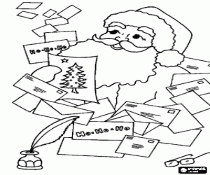 Coloriage Santa Claus � partir de la lecture des lettres des enfants qu'il a re�us pour No�l