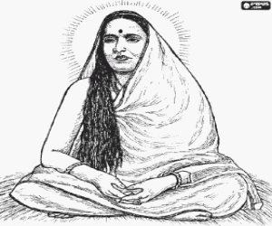 Coloriage Sarada Devi, sa femme et partenaire spirituel de Ramakrishna Paramahamsa