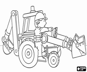 Coloriage Scoup avec Zo�, la tractopelle est le leader de l'�quipe des machines de Bob le Bricoleur