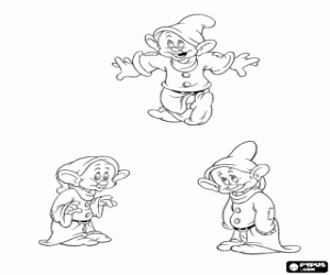 Coloriage Simplet est le nain qui n'a pas de barbe, est maladroit et muet