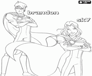 Coloriage Sky, le Prince de Eraklion, et son �cuyer et meilleur ami, Brandon, l'un des sp�cialistes