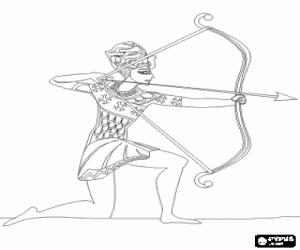 Coloriage Soldat �gyptien pr�t � tirer avec un arc et une fl�che