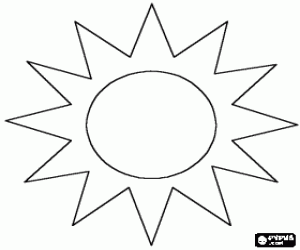 Coloriage Soleil, l'�toile qui est au centre du syst�me solaire dessin�e comme un cercle et ses rayons