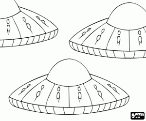 Coloriage Soucoupes volantes ou ovnis dans l'espace