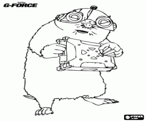 Coloriage Speckles, le taupe avec le museau � la forme d'�toil�, le sp�cialiste en informatique de l'�quipe G-Force