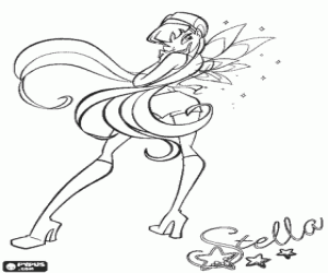 Coloriage Stella, F�e de la puissance du Soleil, la Lune et les �toiles
