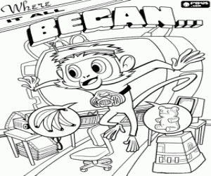 Coloriage Steve dans le laboratoire, la mascotte singe de Flint pouvez contacter avec une invention de Flint, le traducteur animal 