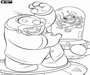 Coloriage Stitch captur� par le docteur Jumba