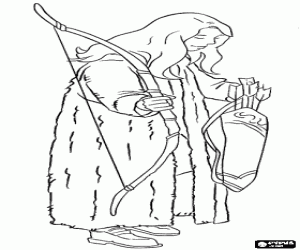 Coloriage Susan Pevensie avec ses armes, arc et fl�ches