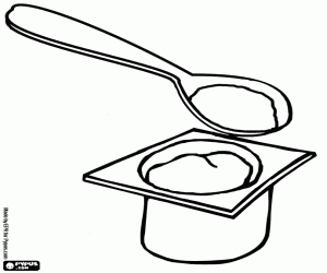 Coloriage Tasse de yogourt et la cuill�re remplint