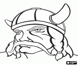 Coloriage T�te d'un guerrier viking avec une grosse moustache