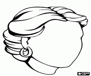 Coloriage T�te d'une jeune femme au visage blanc pour dessiner