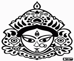 Coloriage T�te de la d�esse Durga, un des aspects de P�rv�ti