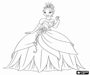 Coloriage Tiana, une belle fille avec une belle robe