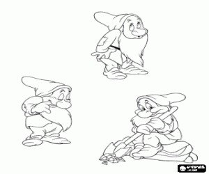 Coloriage Timide est la plus honteuse et timide des sept nains