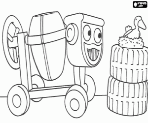 Coloriage Torneboule la b�tonni�re est le plus jeune machine de l'�quipe de Bob, avec l'oiseau