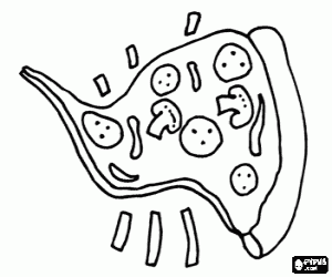 Coloriage Tranche de pizza, cuite au four du pain plat et fromage de Cubi�res ingrdientes originale cuisine napolitaine