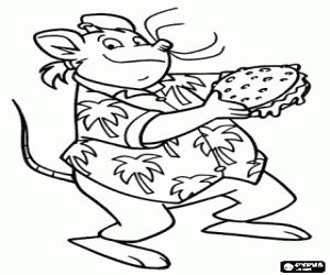 Coloriage Traquenard Stilton, le cousin de Geronimo, s'appr�te � manger un hamburger