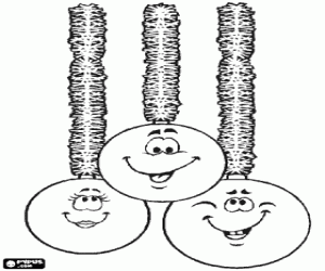 Coloriage Trois boules de No�l en accrochant avec des faces souriantes