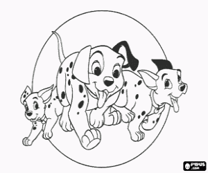 Coloriage Trois chiots dalmatien