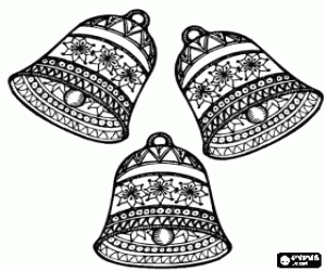 Coloriage Trois cloches d�cor�s avec des ornements de No�l