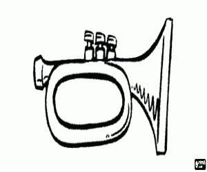 Coloriage Trompette, instrument de musique � vent 