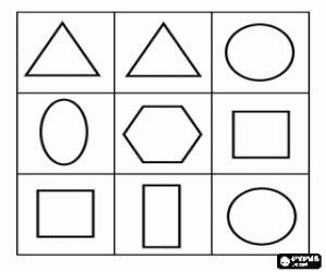 Coloriage Trouver un rectangle, une ellipse et un hexagone entre les formes �l�mentaires