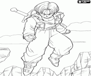 Coloriage Trunks, la moiti� Saiyan humain et demi, fils de Vegeta et Bulma