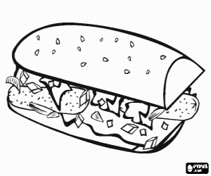 Coloriage Un bon sandwich de pain avec des graines et avec de nombreux ingr�dients diff�rents