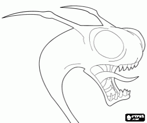 Coloriage Un dragon aux grands yeux et longue langue